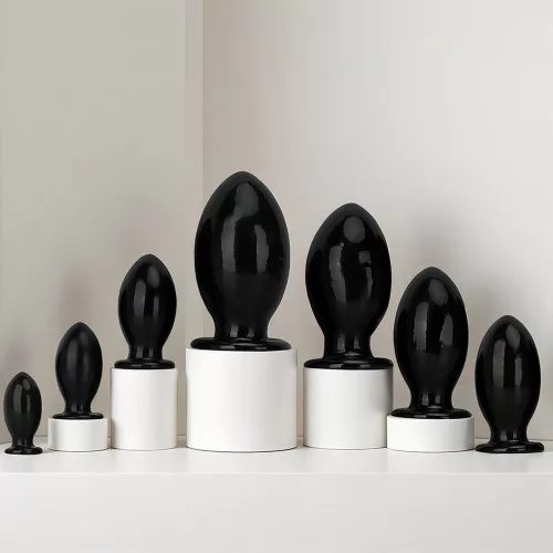 Anál plug tojás formájú 11 cm 5,5 cm PVC fekete