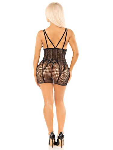Heart Net Mini Dress - Black O/S