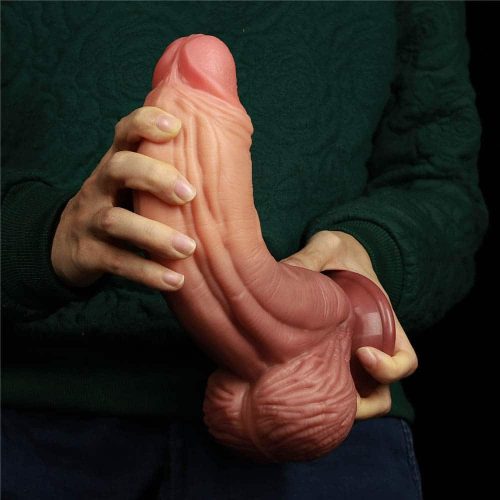 10" Dual-layered Silicone Nature Cock Brown_B0O50_3