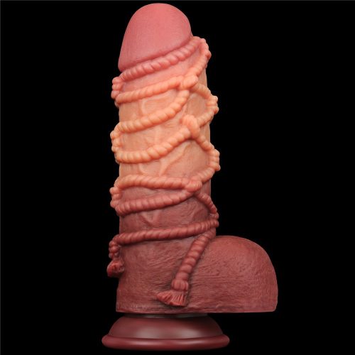 9.5'' Dual layered Platinum Silicone Cock with Rope_B15O50_3