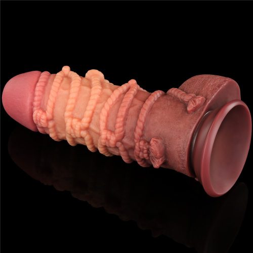 9.5'' Dual layered Platinum Silicone Cock with Rope_B15O50_3