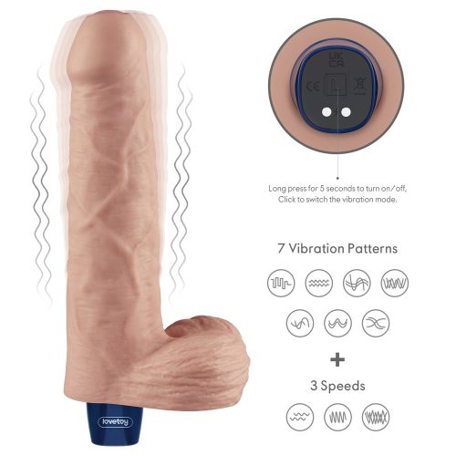 9" REAL SOFTEE Rechargeable Vibrating Dildo (Flesh)