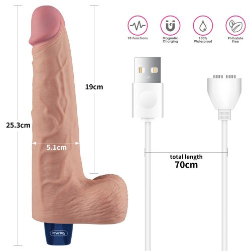 10" REAL SOFTEE Rechargeable Vibrating Dildo(Flesh)_B15O50_4