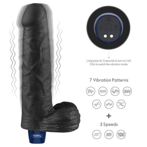 9" REAL SOFTEE Rechargeable Vibrating Dildo(Black)_B15O50_4