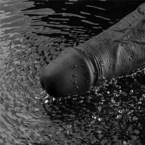 10" REAL SOFTEE Rechargeable Vibrating Dildo(Black)_B15O50_4