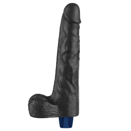 10" REAL SOFTEE Rechargeable Vibrating Dildo(Black)_B15O50_4