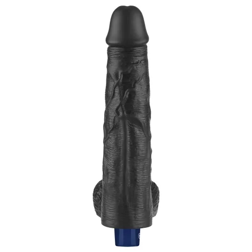 10" REAL SOFTEE Rechargeable Vibrating Dildo(Black)_B15O50_4