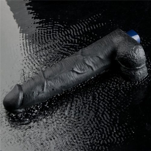 10.5" REAL SOFTEE Rechargeable Vibrating Dildo(Black)_B15O50_4