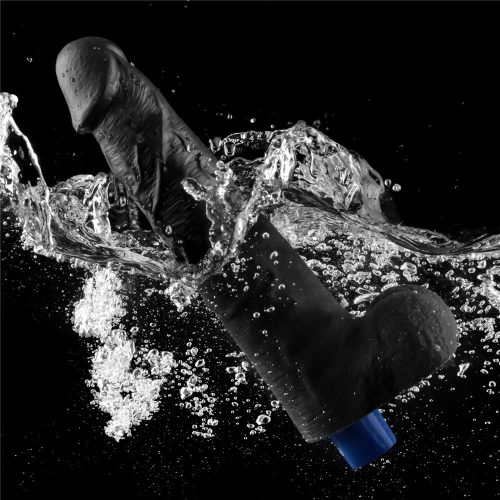 10.5" REAL SOFTEE Rechargeable Vibrating Dildo(Black)_B15O50_4