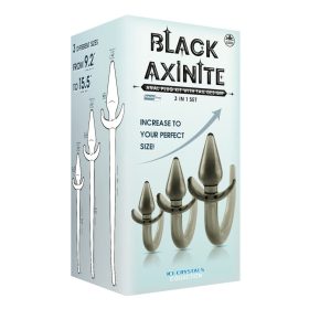 Black Axinite 3 In 1 Anal Plug Kit Set with Tail Design