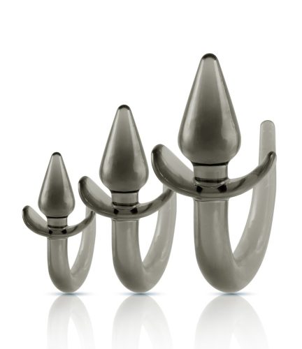 Black Axinite 3 In 1 Anal Plug Kit Set with Tail Design