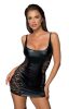 Powerwetlook dress with lace inserts - L