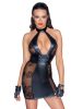 Short tulle dress, Powerwetlook inserts and corset binding - L