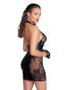 Short tulle dress, Powerwetlook inserts and corset binding - L