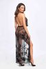 Divinity long flocked mesh dress with open back - XL