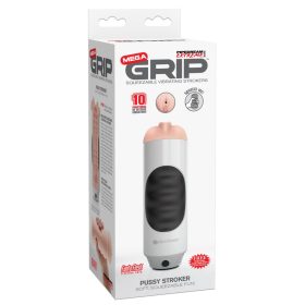 Mega Grip Vibrating Stroker Pussy White/Black/Light
