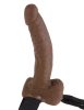 9" Hollow Strap-On with Balls Brown/Black