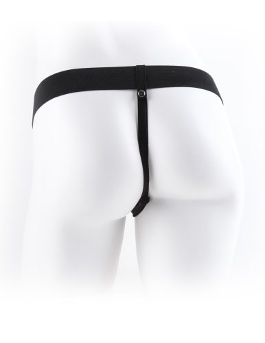 9" Vibrating Hollow Strap-On with Balls Light/Black