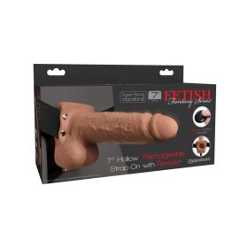 7" Hollow Strap-On with Remote Tan/ Black