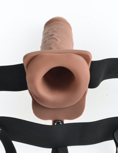 7" Hollow Strap-On with Remote Tan/ Black