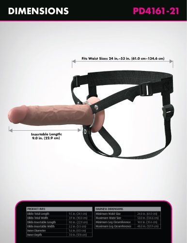 9" Silicone Hollow Strap-On Dual Density