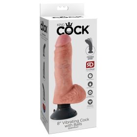 8" Vibrating Cock with Balls Light