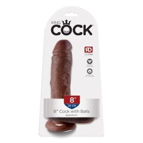8" Cock with Balls Brown