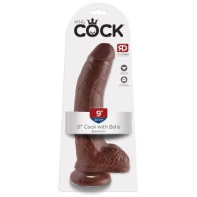 9" Cock with Balls Brown