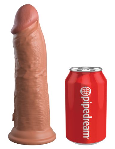 8" Dual Density Vibrating Silicone Cock Tan