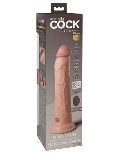 9" Dual Density Vibrating Silicone Cock with Remote Light