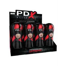   Pipedream Extreme Elite Vibrating Stroker Display - 12 pcs Light/Black