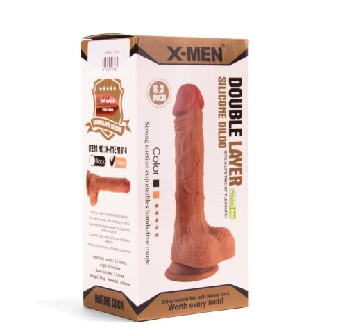 X-MEN 8.3 inch Double Layer Silicone Dildo Brown_B0O50_1